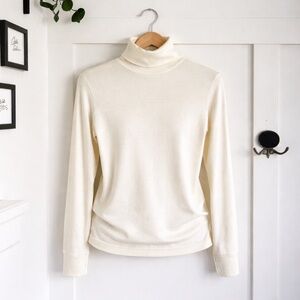 Vintage Sears Perma Prest butter Cotton Turtleneck 70s Minimalist